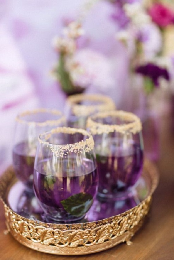 purple and gold wine glass for purple gold rustic country wedding